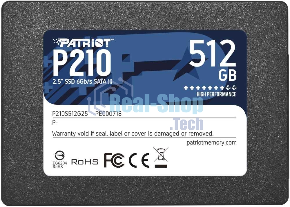 Накопитель SSD Patriot P210, 512Gb, SATA III, 2.5