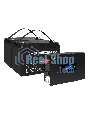 Комплект Источник бесперебойного питания EX295994RUS + батарея 100Aч EX282985RUS 2шт (инвертор, синус, для котла, PF=1, настенный) ExeGate IdealSine SR-1500.LCD.2SH  <1500VA/1500W, чистая синусоида, цветной LCD-дисплей, 2*Schuko, крепление настенное, черный> + батарея ExeGate DT 12100 (12В, 100Ач) 2шт