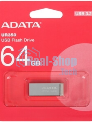 Флешка USB ADATA UR350 (UR350-64G-RSR/BG), 64Gb, USB 3.2, R/W 100/15, серебристый/коричневый