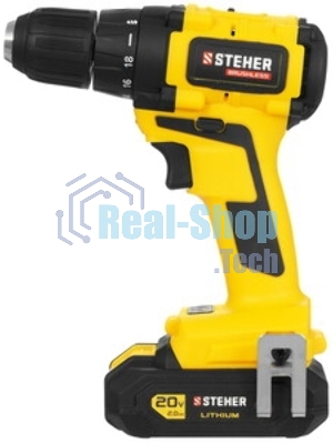 Дрель-шуруповерт STEHER CDB-200-1, 20 В, 2 Ач, 45 Нм, бесщеточный