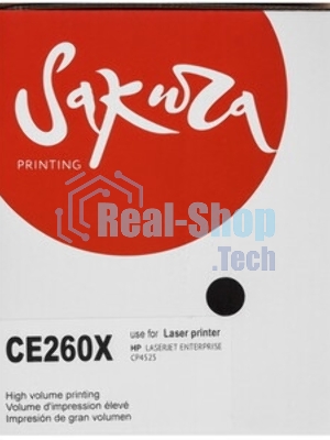 Картридж лазерный Sakura CE260X для HP Color LaserJet CP4020/4025/4520/4525, черный, 17000 к.