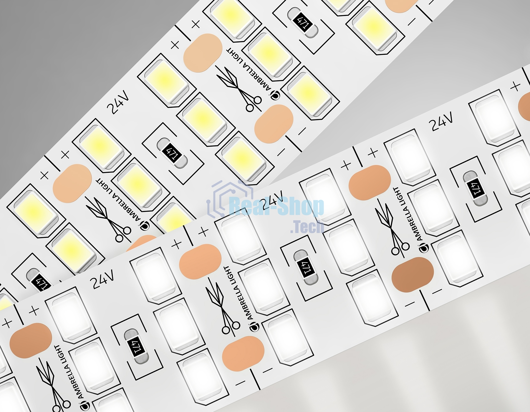 Светодиодная лента Ambrella light GS3902 2835 324Led/ 26W m/ 24V IP20 4500K/ 5000*18*1.2mm (2 конт.)