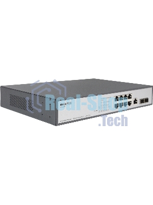 Коммутатор Managed L2 Switch 8x1000Base-T PoE, 2x1000Base-X SFP, PoE Budget 135W, RJ45 Console, 19