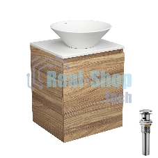 Тумба Bau Dream Blackwood 50 с дверцей, раковина BAU Dream D43, выпуск клик клак, хром