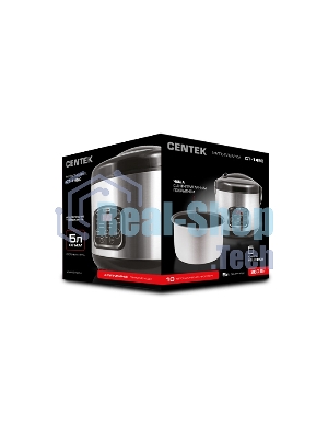 Мультиварка Centek CT-1490 (сталь)скороварка,1000Вт; 5.0л, 8 программ, ненагр крышка, а/п покр(4)