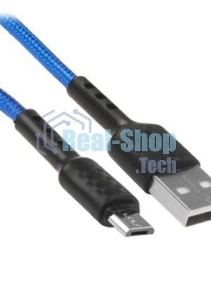 Кабель Defender F181, USB 2.0 (AM) - microUSB 2.0 (BM), 1 м, 2.4А, нейлоновая оплетка, синий.