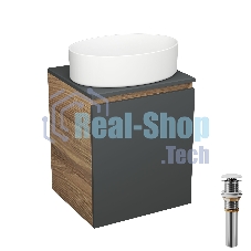 Тумба Bau Dream Blackwood 50 графит, раковина BAU Nimb 50х36, выпуск клик клак, белый