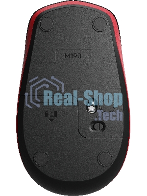 Мышь беспроводная Logitech M190 черный/красный, 1000 dpi, радиоканал, USB, кнопки - 3