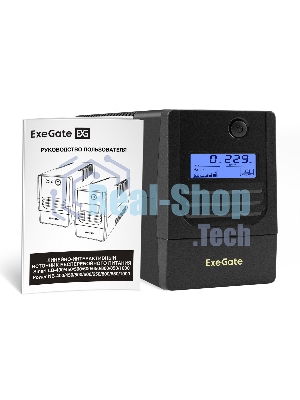 Источник бесперебойного питания ExeGate Smart LB-400.LCD.AVR.2SH (400VA/240W, LCD, AVR, 2*Schuko, батарея 12V 4.5Ah, Black)