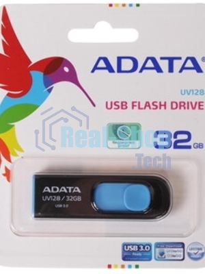 Флешка USB ADATA UV128 (AUV128-32G-RBE), 32Gb, USB 3.0, R/W 100/30, черный/синий