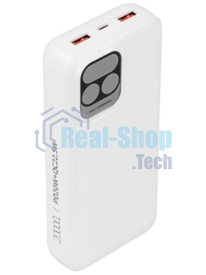 Портативный аккумулятор Perfeo Powerbank Atomic Age 20000 mAh/LED дисплей/PD + QC 3.0/Type-C/2 USB/Выход: 5A, max 22.5W белый (PF_E1475)