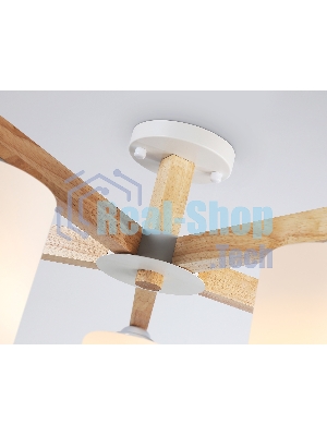 Светильник Ambrella light TR83113/5 WH/LW белый/светлое дерево E27/5 max 40W D700*325