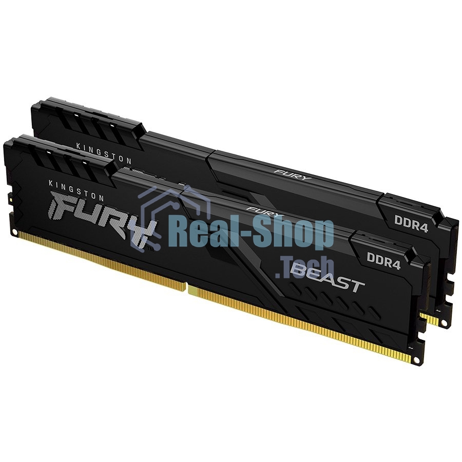 Оперативная память Kingston Fury Beast, DDR4, 64GB (2x32GB), 3600MHz, CL18, DIMM, с радиатором, черный