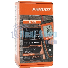 Дальномер лазерный PATRIOT LM 501, макс. дистанция 50 метров, измерение площади, объема, подсветка, память 30 изм., чехол в комплекте