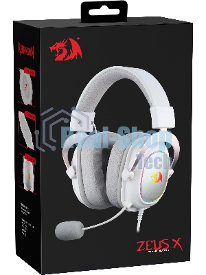 Игровая гарнитура REDRAGON ZEUS X белая (USB, 53 мм, 7.1, RGb подсветка)