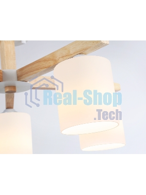 Светильник Ambrella light TR83113/5 WH/LW белый/светлое дерево E27/5 max 40W D700*325
