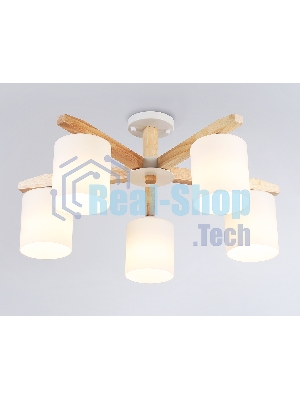 Светильник Ambrella light TR83113/5 WH/LW белый/светлое дерево E27/5 max 40W D700*325