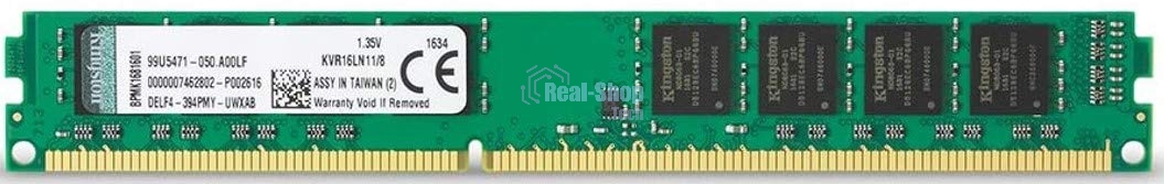Оперативная память Kingston ValueRAM, DDR3L, 8GB (1x8GB), 1600MHz, CL11, DIMM