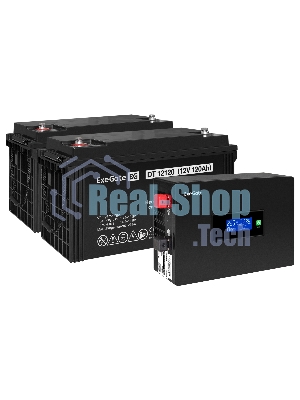 Комплект Источник бесперебойного питания EX295994RUS + батарея 120Aч EX282988RUS 2шт (инвертор, синус, для котла, PF=1, настенный) ExeGate IdealSine SR-1500.LCD.2SH  <1500VA/1500W, чистая синусоида, цветной LCD-дисплей, 2*Schuko, крепление настенное, черный> + батарея ExeGate DT 12120 (12В, 120Ач) 2шт