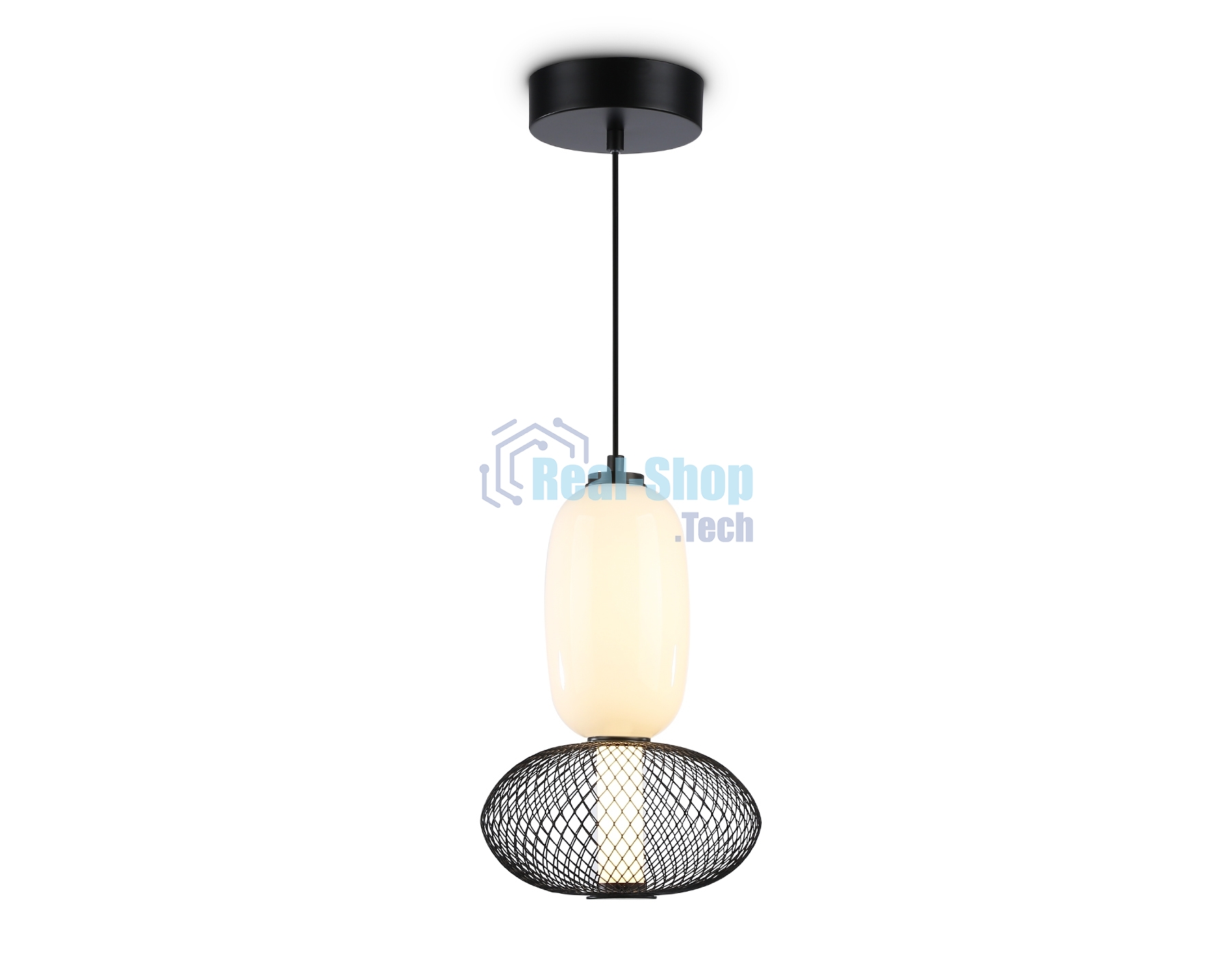 Подвесной светодиодный светильник Ambrella light LH11007 BK/FR черный/белый матовый 15W 3000K D220*350
