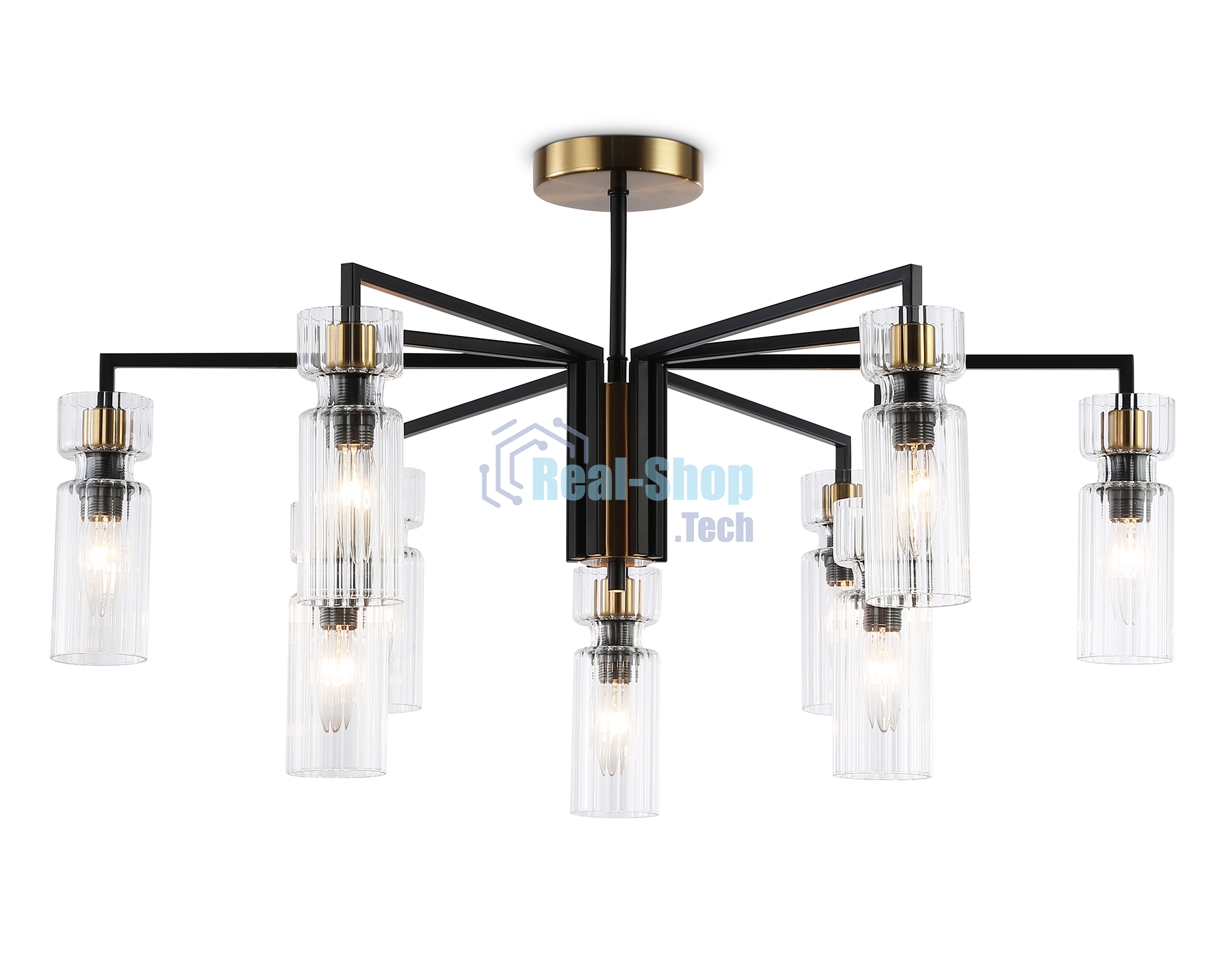 Люстра Ambrella light LH56117/9 BK/BS/CL черный/латунь/прозрачный E14*9 max 40W D765*440