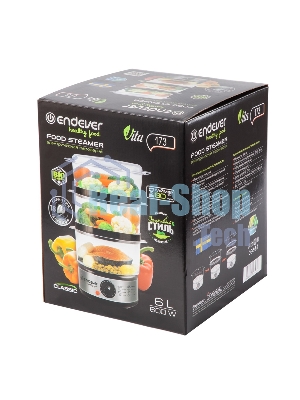 Пароварка электрическая Endever Vita-173, черный/стальной
