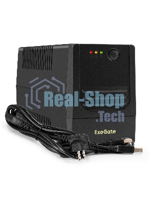 Источник бесперебойного питания ExeGate Power NB-1000.LED.AVR.4C13.USB (1000VA/650W, LED, AVR, 4*C13, USB, батарея 12V 9Ah, черный)