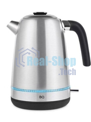 Электрочайник BQ KT1725SW стальной/черный, 1.7 л, 2200 Вт, скрытый нагревательный элемент