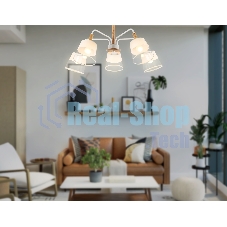 Светильник Ambrella light TR4738/5 WH/LW белый/светлое дерево E27/5 max 40W D760*350