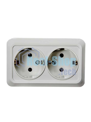 Розетка 2-м BOLLETO с заземл. накл. 7128 белый ASD/IN HOME 4680005959839