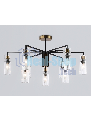 Люстра Ambrella light LH56117/9 BK/BS/CL черный/латунь/прозрачный E14*9 max 40W D765*440