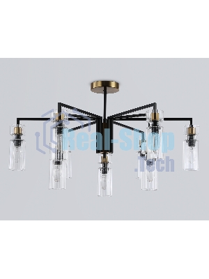 Люстра Ambrella light LH56117/9 BK/BS/CL черный/латунь/прозрачный E14*9 max 40W D765*440