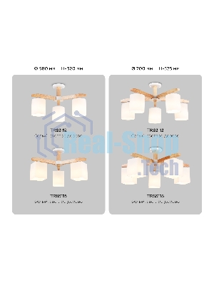 Светильник Ambrella light TR83113/5 WH/LW белый/светлое дерево E27/5 max 40W D700*325