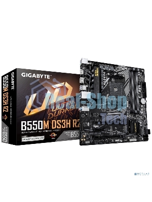Материнская плата Gigabyte B550M DS3H R2, AM4, AMD B550, 4xDDR4, 4xSATA, 2xM.2, 1xPCIe 4.0 x16, 1xPCIe 3.0 x4, 1xPCIe 3.0 x1, 1xDP, 1xHDMI, 1x1Gb LAN, 4xUSB-A 5Gbps, 2xUSB-A 2.0, 3x3.5 мм, 7.1, mATX