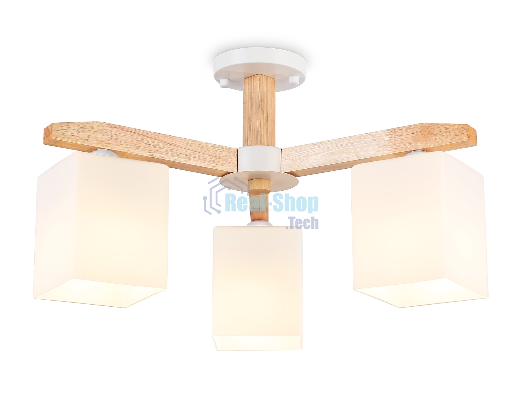 Светильник Ambrella light TR83115/3 WH/LW белый/светлое дерево E27/3 max 40W D580*320