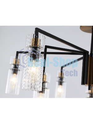 Люстра Ambrella light LH56117/9 BK/BS/CL черный/латунь/прозрачный E14*9 max 40W D765*440
