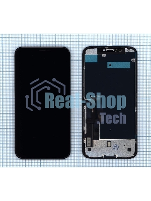 Дисплей для Apple iPhone XR в сборе с тачскрином и рамкой (AAA TFT), черный