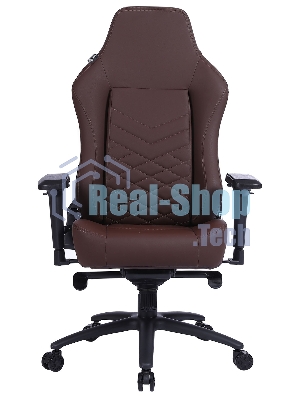 Кресло игровое Cactus CS-CHR-0112BR коричневый, сиденье коричневый, эко.кожа, с подголов. крестовина металл, пластик черный