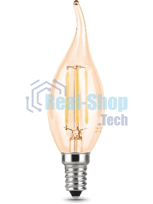 Лампа светодиодная филаментная Gauss Filament 5Вт цок.: E14 свеча 220B св. свеч. бел. нейт. (упак.: 10 шт)