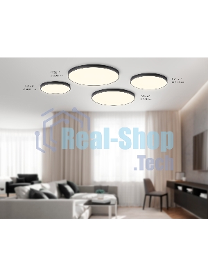 Потолочный светодиодный светильник Ambrella light FV5537 BK черный LED 90W 3000K D600*58 (Без ПДУ)