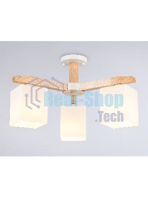 Светильник Ambrella light TR83115/3 WH/LW белый/светлое дерево E27/3 max 40W D580*320