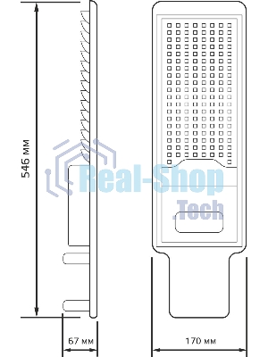 Светильник уличный Gauss Avenue 100W 10000lm 5000K 190-250V IP65 420x160x57мм черный КСС 