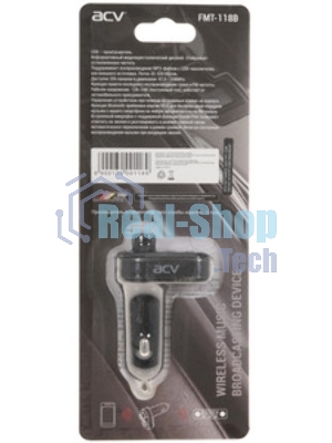 Автомобильный FM-модулятор ACV FMT-118B черный MicroSD BT USB (37399)