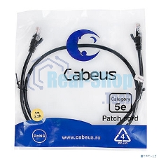 Шнур коммутационный Cabeus, Cat.5e, неэкр., U/UTP, RJ45/RJ45, PVC, AWG24, 1м, черный
