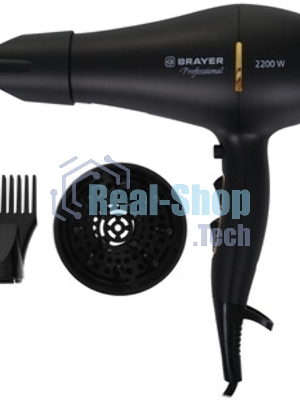 Фен-мультистайлер BRAYER BR3308 черный/золотистый, 2000 Вт, 25/32 мм