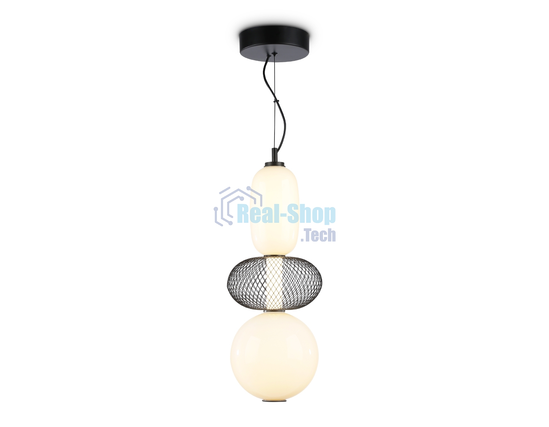 Подвесной светодиодный светильник Ambrella light LH11008 BK/FR черный/белый матовый 24W 3000K D220*570