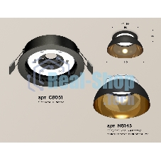 Комплект встраиваемого светильника Ambrella light XC8051101 SBK/PYG/CL черный песок/золото желтое полированное/прозрачный GX53 (C8051, N8145)