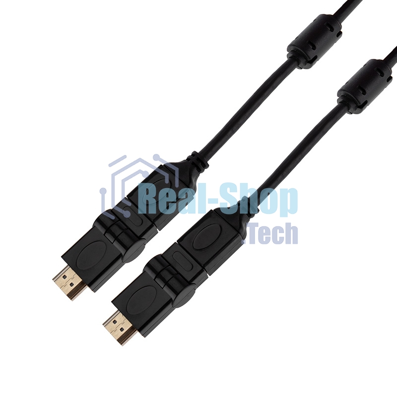 Кабель Rexant HDMI - HDMI с фильтрами, длина 2 метра, угловой 360° (GOLD) (PVC пакет)