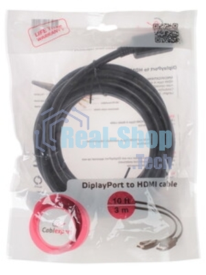 Кабель DisplayPort->HDMI Cablexpert CC-DP-HDMI-4K-6, 4K, 1.8м, 20M/19M, черный, экран, пакет
