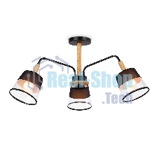 Светильник Ambrella light TR4740/3 BK/LW черный/светлое дерево E27/3 max 40W D760*350